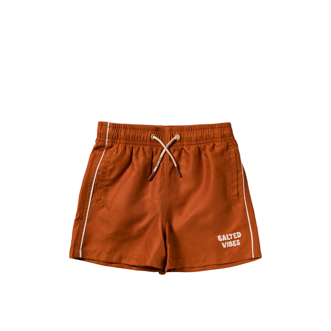 Salted Stories Solid Swim Shorts - Jongens Zwembroek - Bruin 1