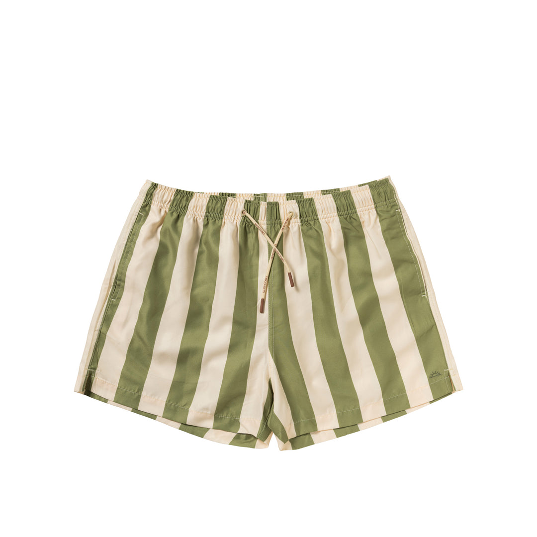 Salted Stories Wide Stripe Swim Short Men - Zwembroek Groen 1