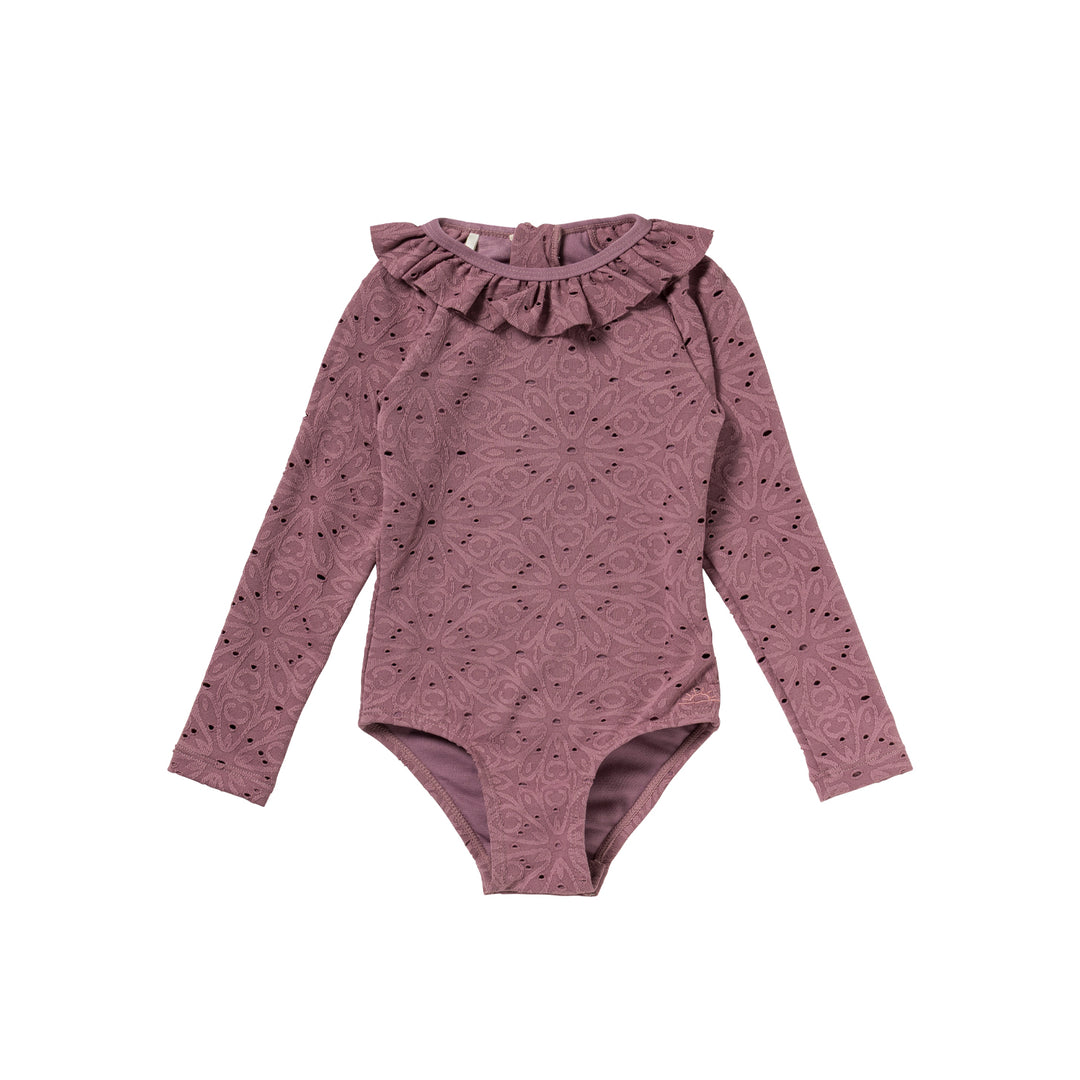Salted Stories Broderie Bodysuit - Meisjes UV-pak - Paars 1