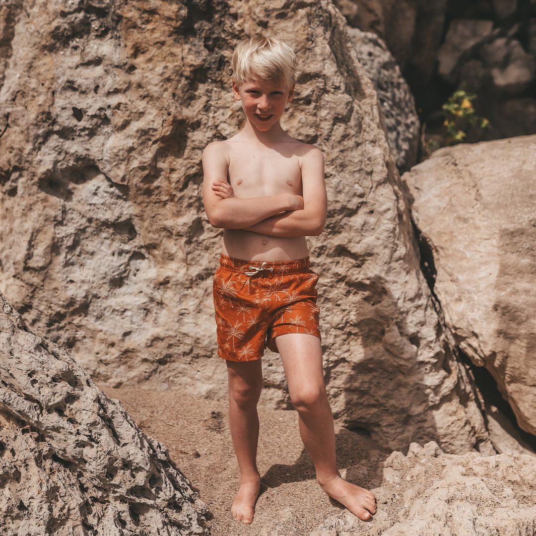 Salted Stories Palms Swim Shorts - Jongens Zwembroek - Bruin 2