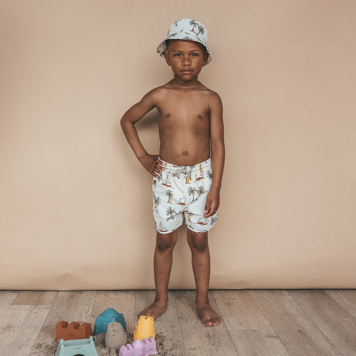 Salted Stories Sailing Swim Shorts - Jongens Zwembroek Ecru 2