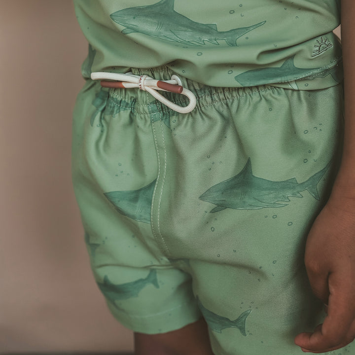 Salted Stories Shark Swim Shorts - Jongens Zwembroek - Groen 3