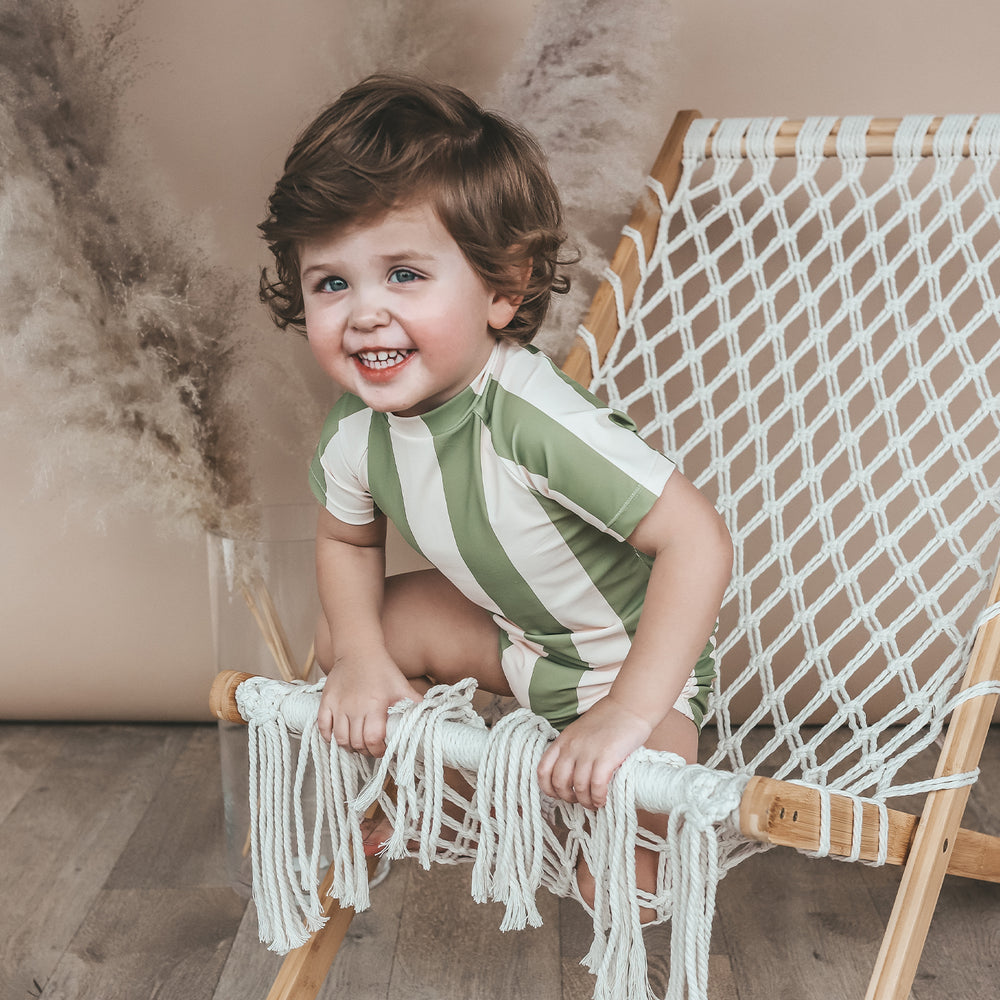 Salted Stories Wide Stripe Shortsleeve Swimsuit Boys Zwempak 2