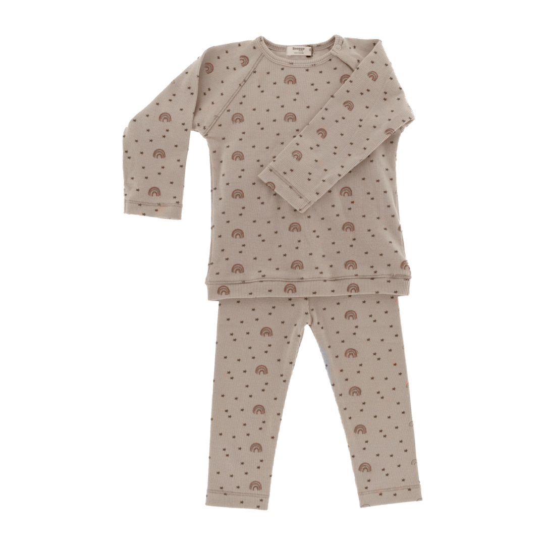 Snoozebaby Pyjama Smokey Green Rainbow - Baby Pyjama - Beige 1