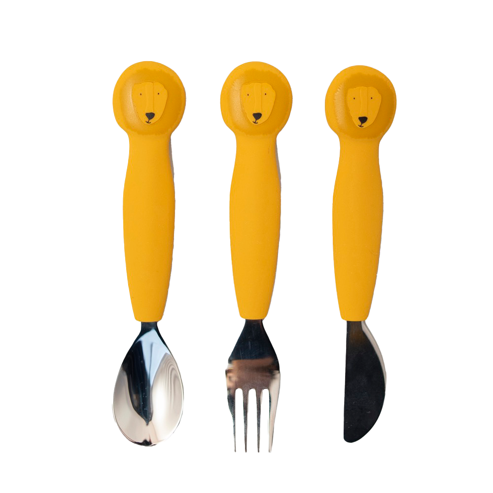 Trixie Siliconen Bestek set 3-pack - Mr. Lion - Geel 1