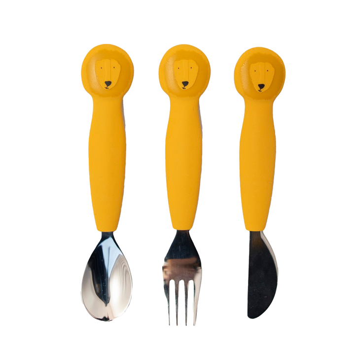 Trixie Siliconen Bestek set 3-pack - Mr. Lion - Geel 1