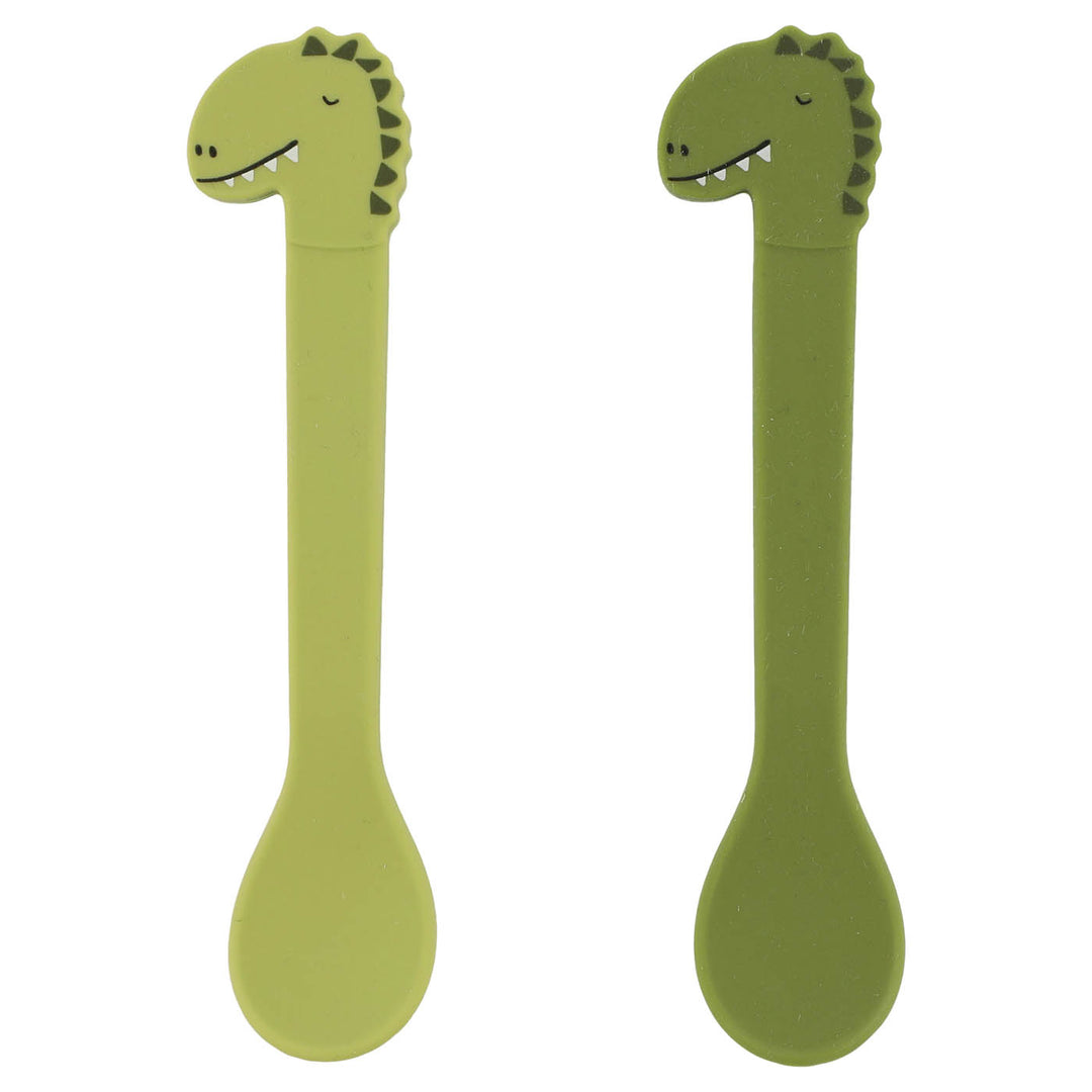 Trixie Siliconen Lepel Set 2-pack - Mr. Dino - Groen 1