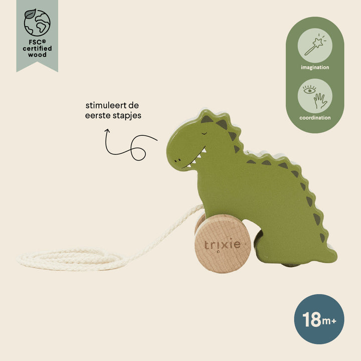 Trixie Houten Trekspeeltje Klein - Mr. Dino - Speelgoed  4