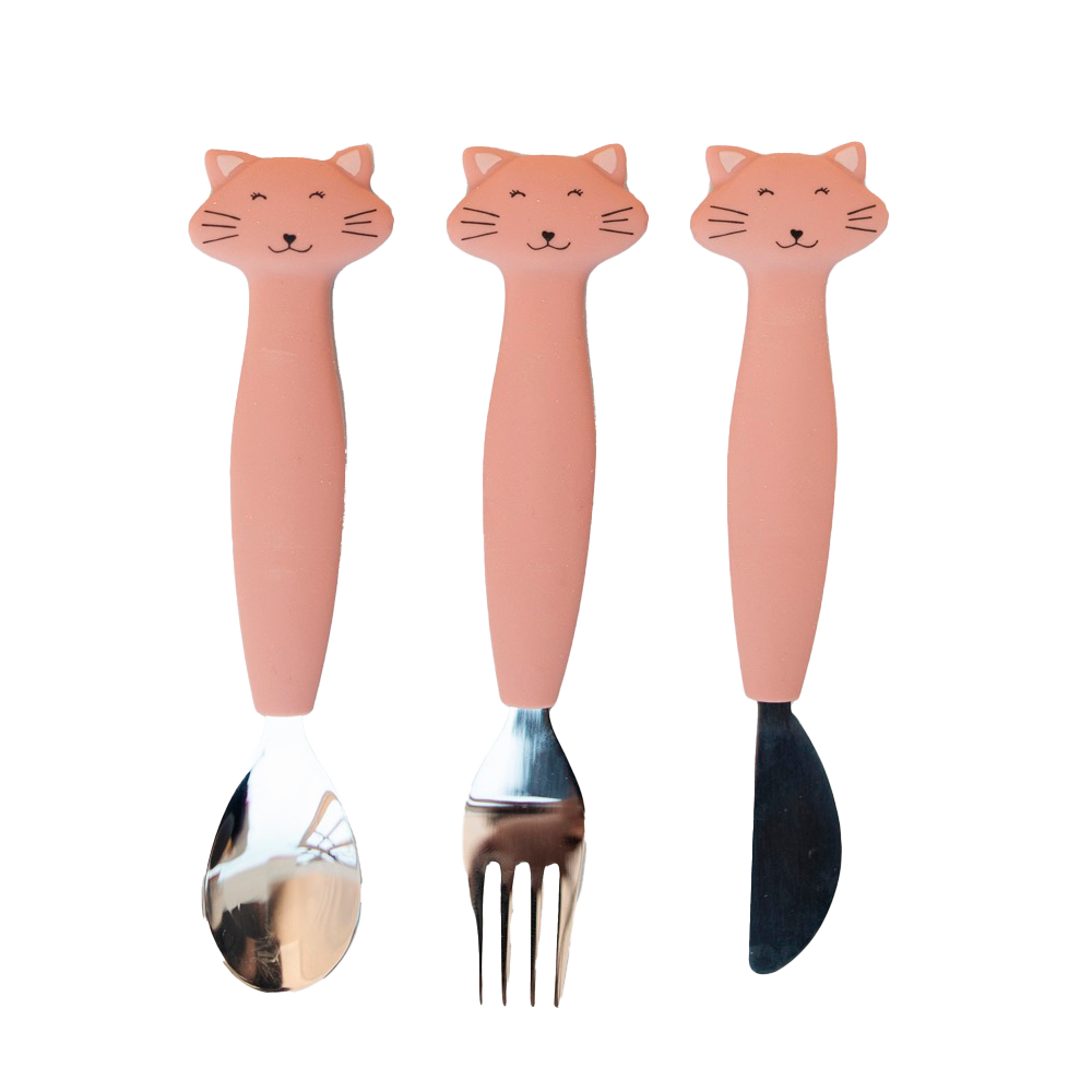 Trixie Siliconen Bestekset 3-pack - Mrs. Cat - Roze 1