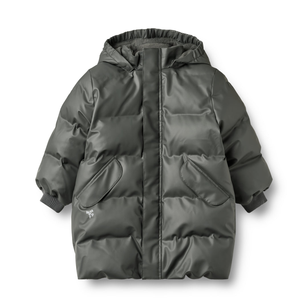 Wheat PU Puffer Jacket Coast Dark Shadow - Kinder Winterjas 1