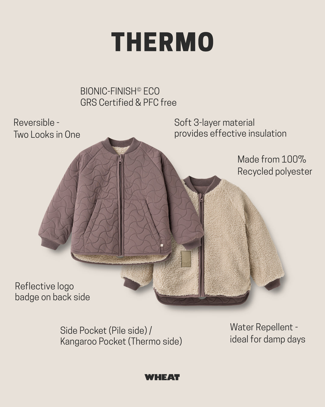 Wheat Reversible Thermo Jacket Lake Plum - Kinderjas 6