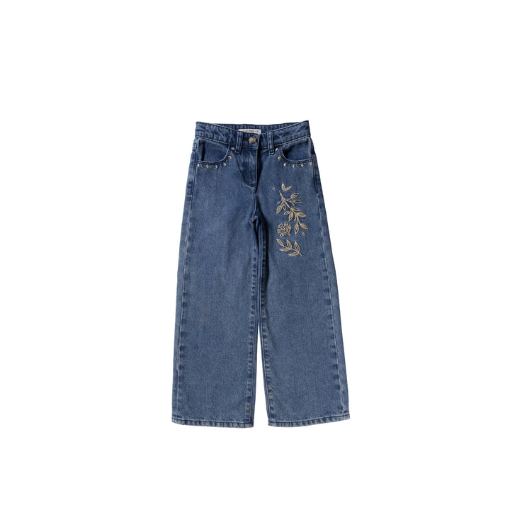 Your Enthic Flower Wide Leg Jeans - Meisjes Broek - Blauw 1