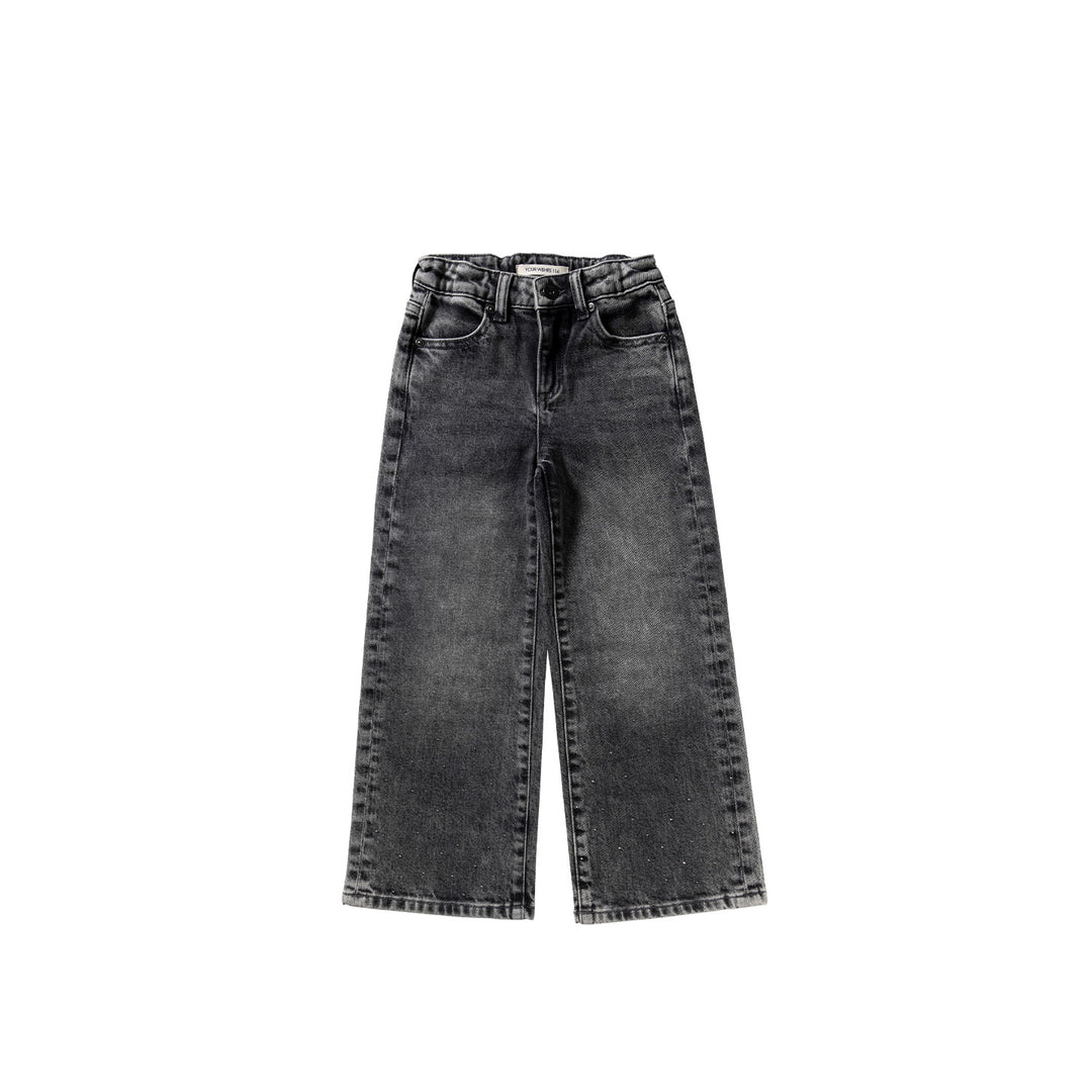 Your Stretch Denim Wide Leg Glitter Jeans Grey Meisjes Broek 1