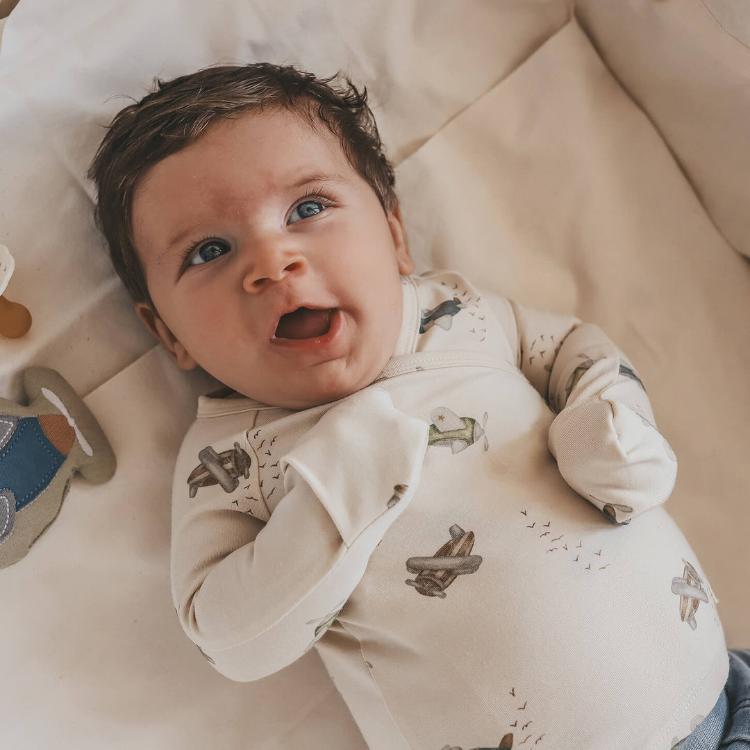 Your Wishes Avion Wrap Cardigan - Newborn Jongens Shirt Ecru 3