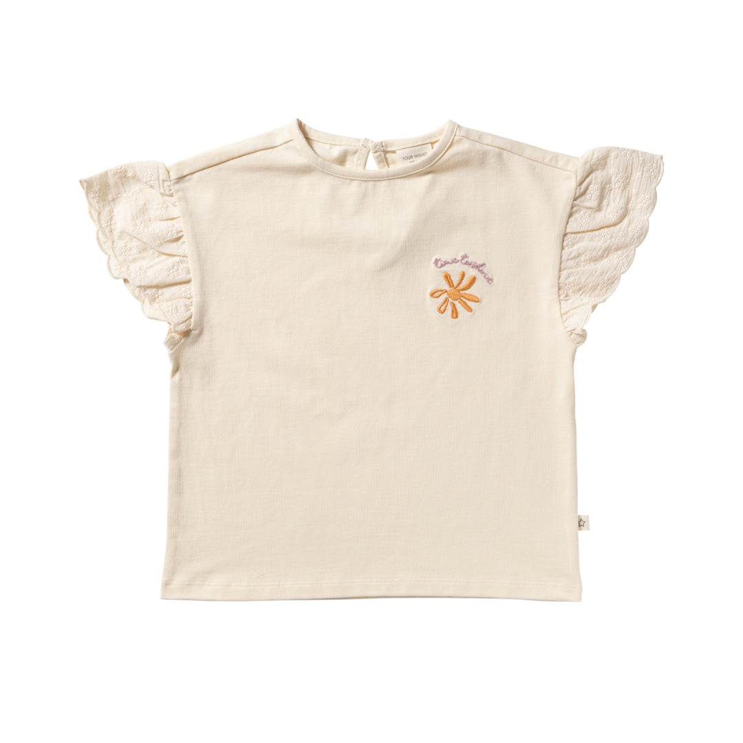 Your Wishes Broderie Wide Shirt - Meisjes Top - Ecru 1