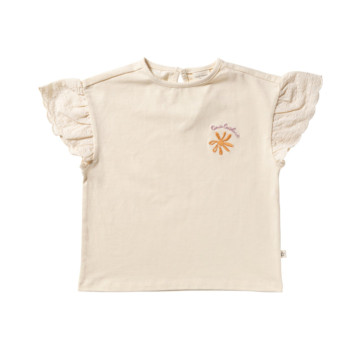 Your Wishes Broderie Wide Shirt - Meisjes Top - Ecru 1