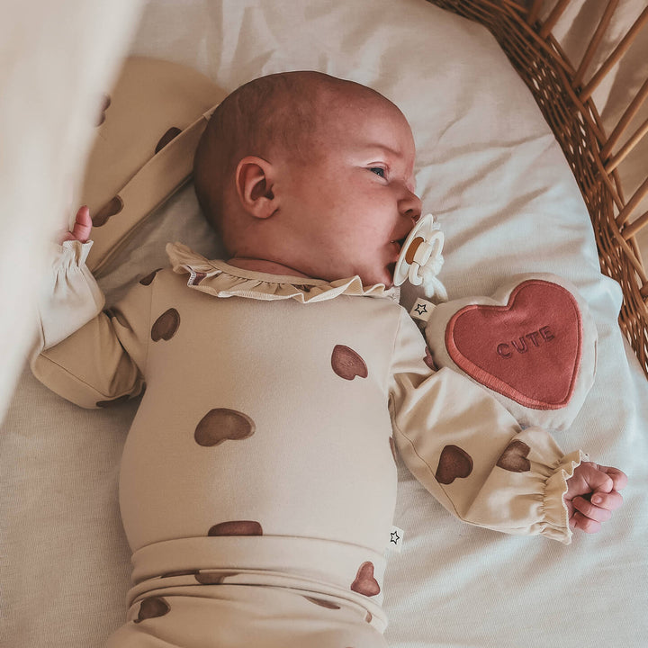 Your Wishes Candy Fitted Romper - Newborn Romper - Ecru 4