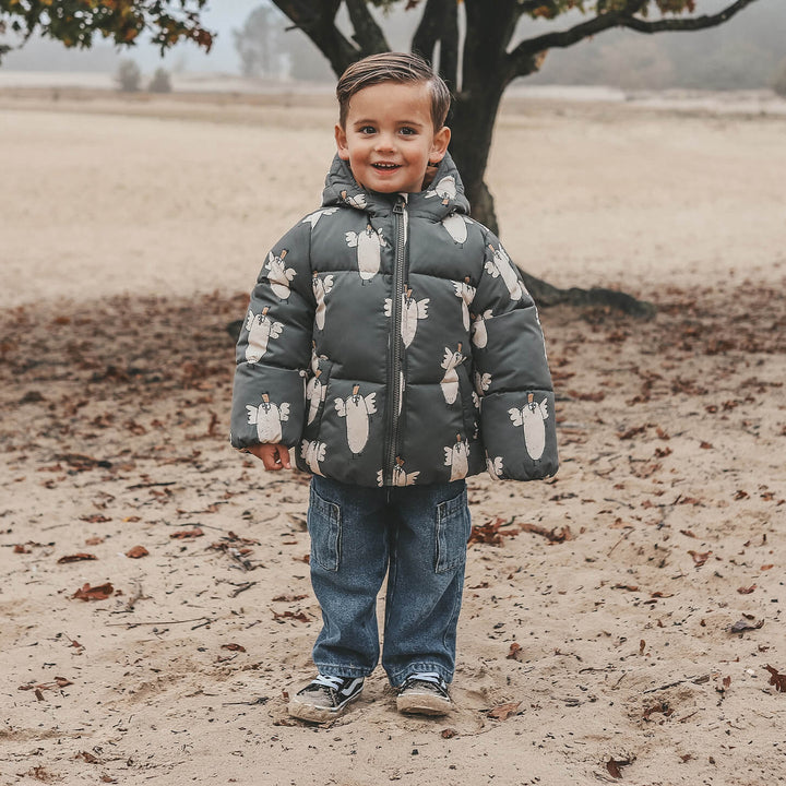 Your Wishes Chicken Puffer Coat- Jongens Winterjas - Grijs 2