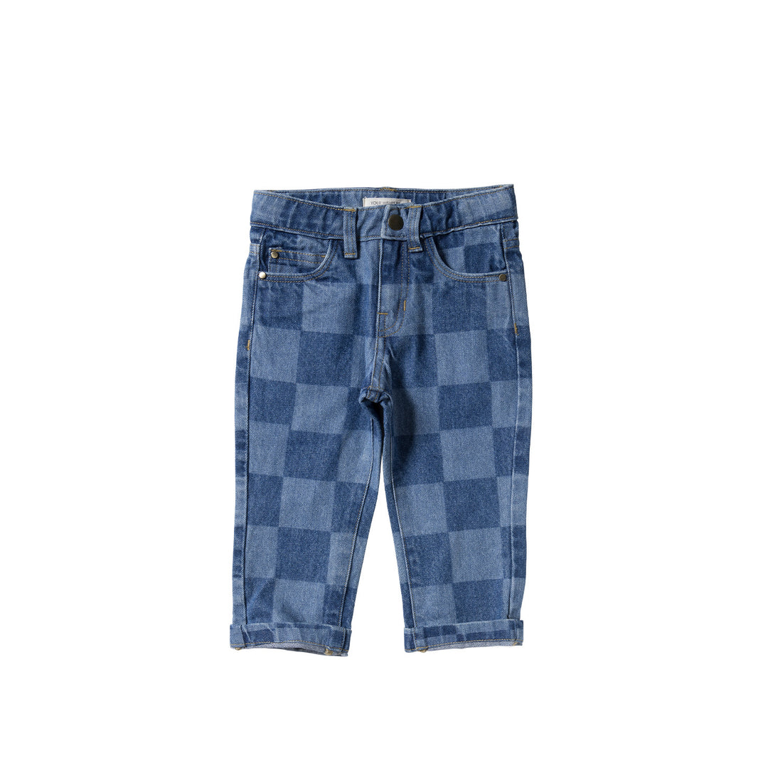 Your Wishes Denim Straight Leg Jeans Check Denim - Broek 1