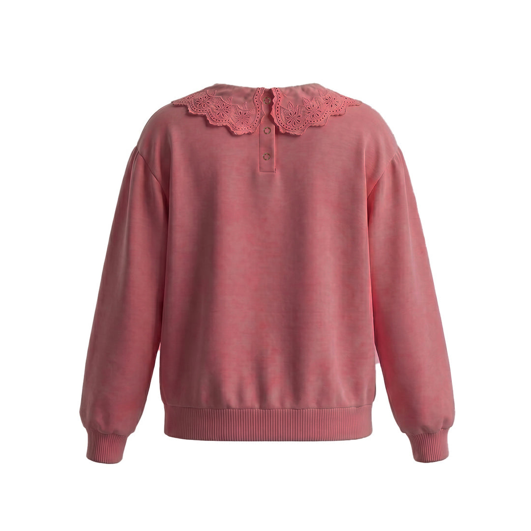Your Wishes French Knit Collar Sweater - Meisjestrui - Roze 3