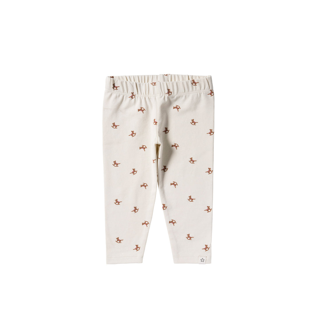 Your Wishes Horse Fitted Legging - Newborn Legging - Ecru 1