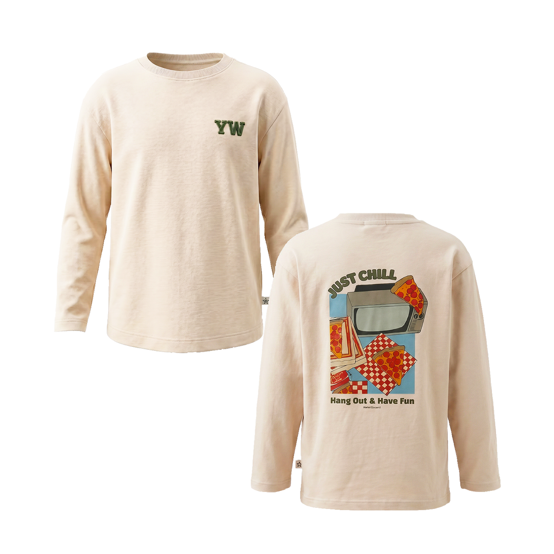 Your Wishes Just Chill Wide Longsleeve - Jongensshirt - Ecru 1
