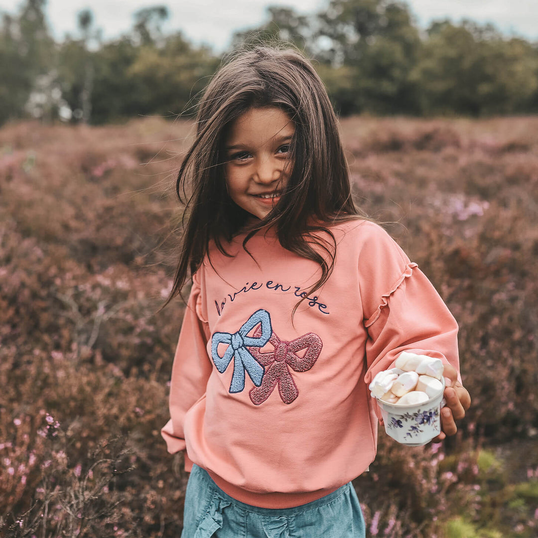 Your Wishes La Vie Ruffle Sleeve Sweater Meisjes Trui Roze – Bee