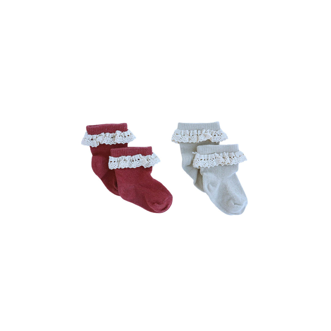 Your Wishes Lace Socks - Newborn Sokjes - Roze/Ecru 1
