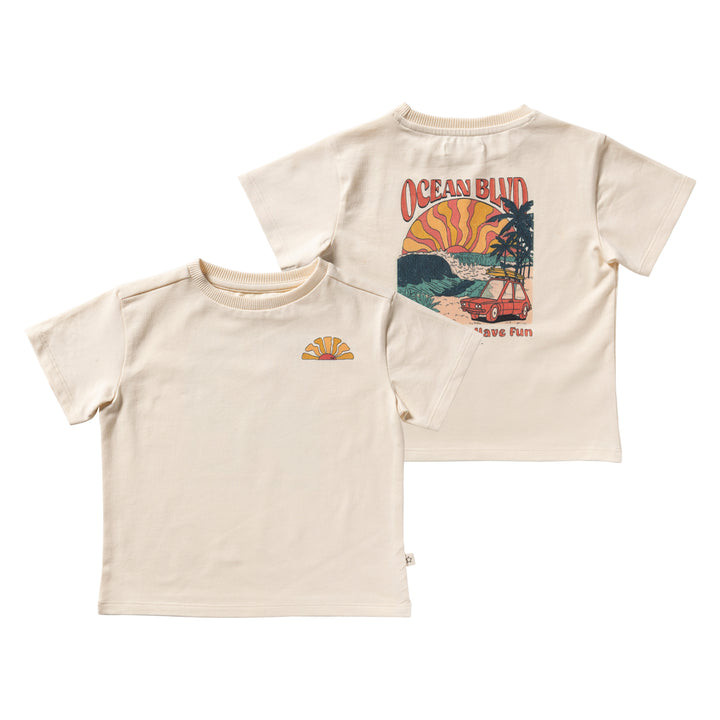 Your Wishes Ocean BLVD Oversized Tee - Jongens Shirt - Ecru 1