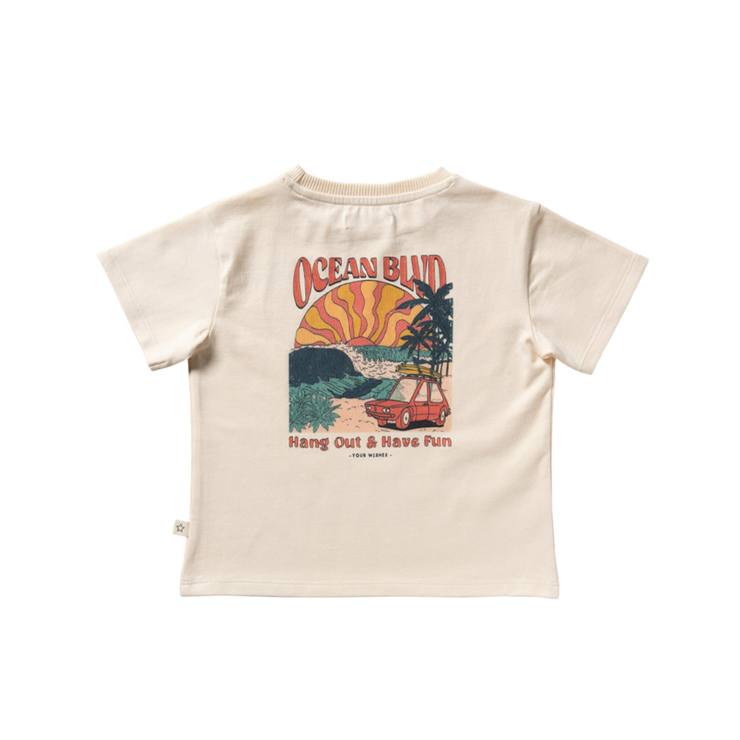 Your Wishes Ocean BLVD Oversized Tee - Jongens Shirt - Ecru 4