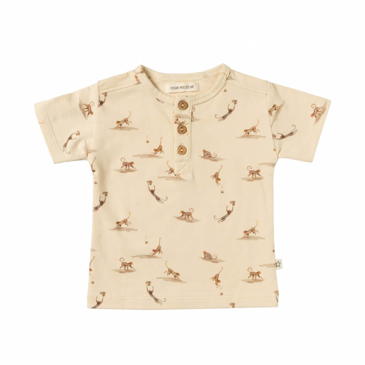 Your Wishes Paco Monkey Swing - Baby Shirt - Beige1