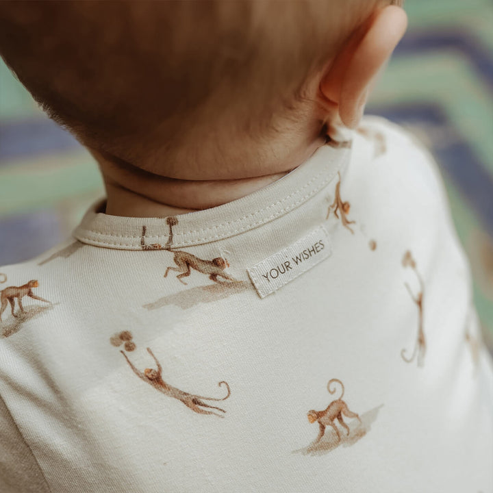 Your Wishes Paco Monkey Swing - Baby Shirt - Beige4