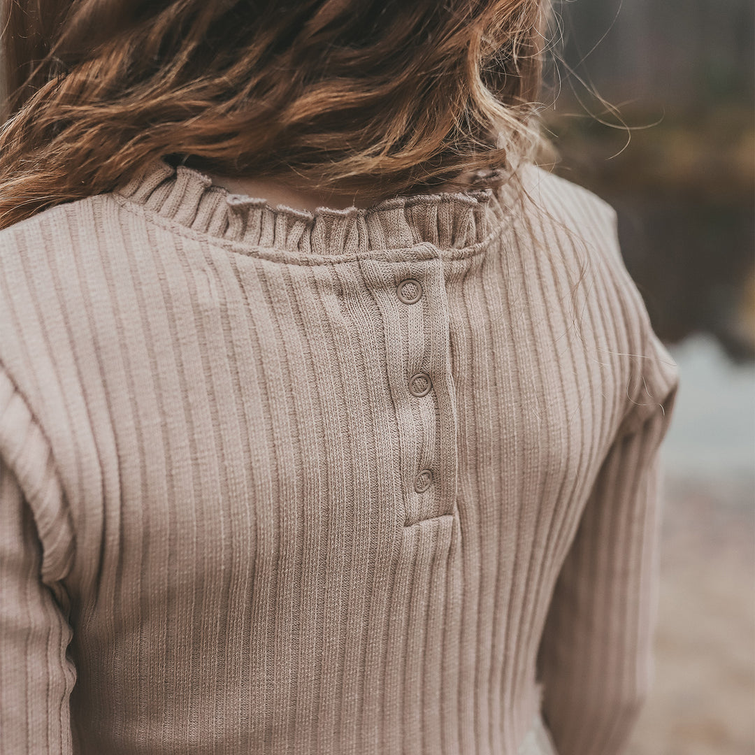 Your Wishes Rib Knit Tule Dress - Jurk - Beige 4