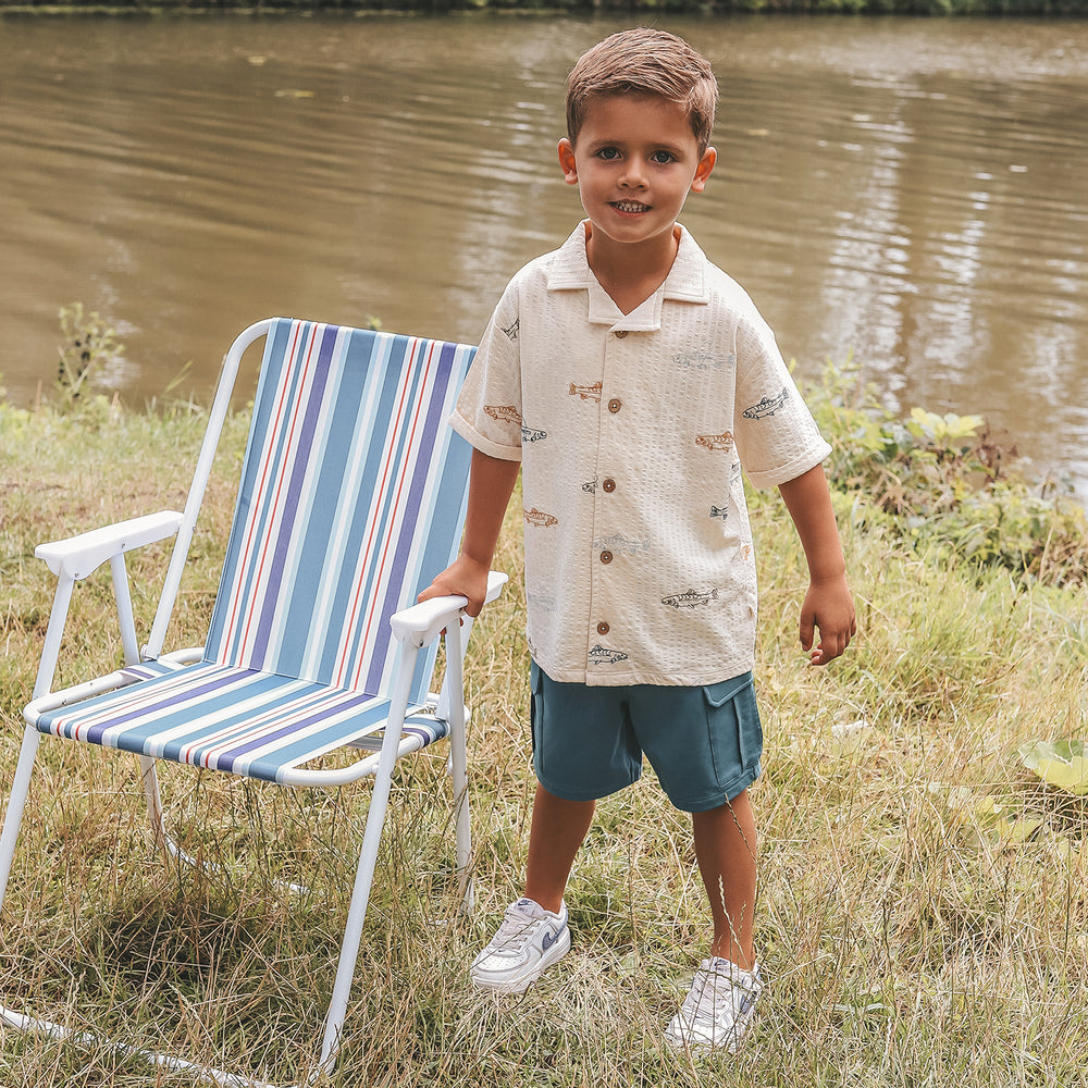 Your Wishes Shark Fish Loose Shirt - Kinder Blouse Ecru 2