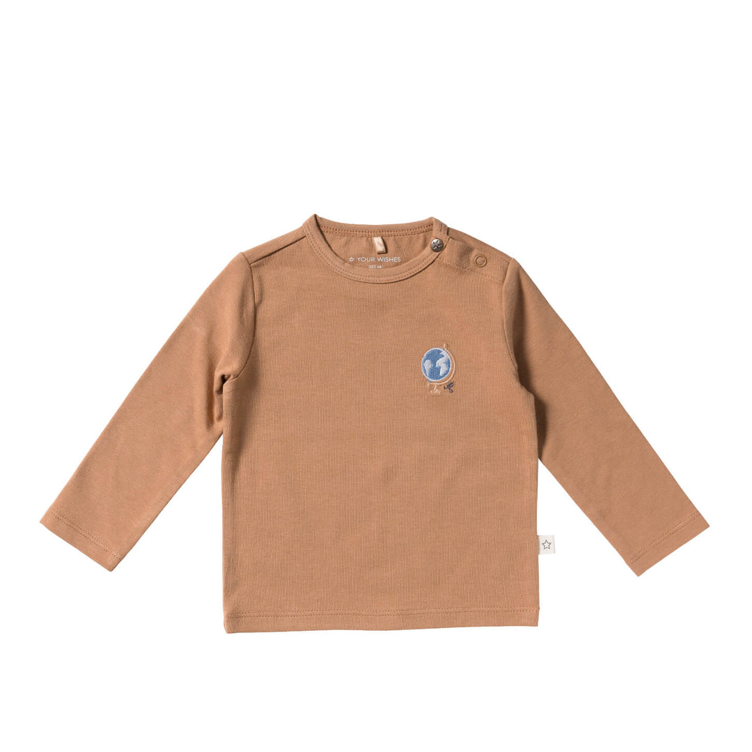 Your Wishes Solid Fitted Longsleeve Indian Tan Baby Shirt 1