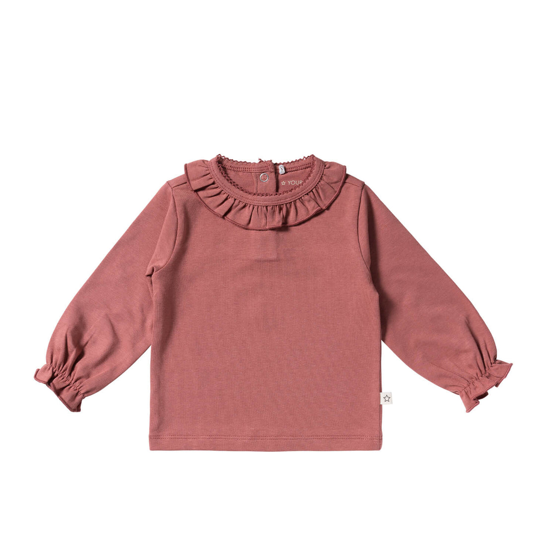 Your Wishes Solid Ruffle Longsleeve - Newborn Shirt - Roze 1