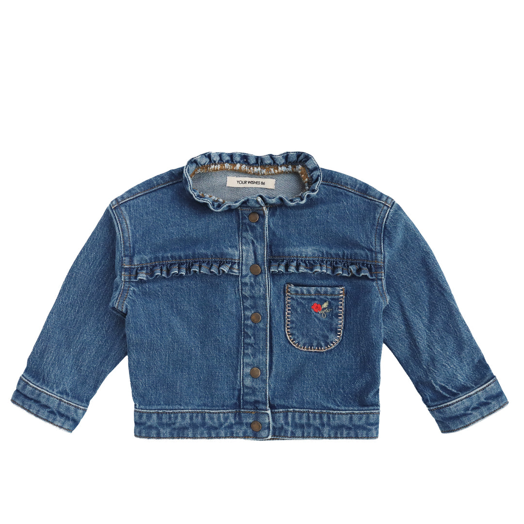 Your Wishes Stretch Denim Ruffle Jacket - Meisjes Jacket 1