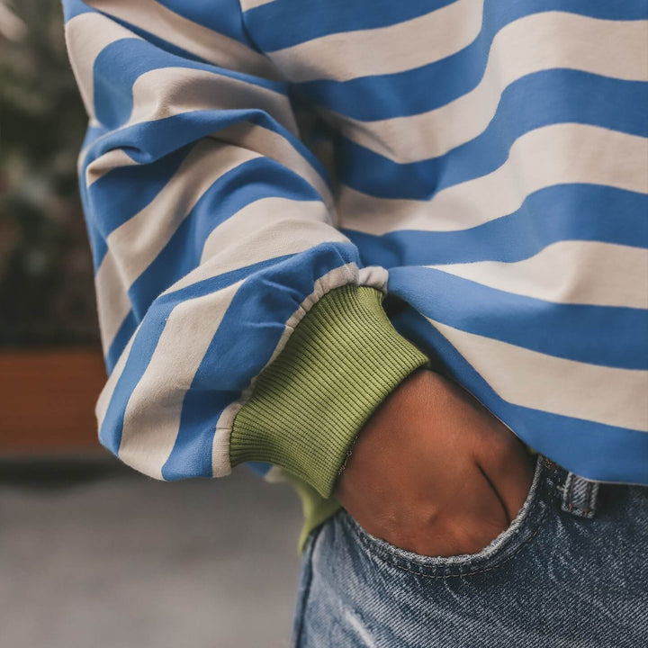 Your Wishes Stripe French Knit Sweater Mom French Blue 4