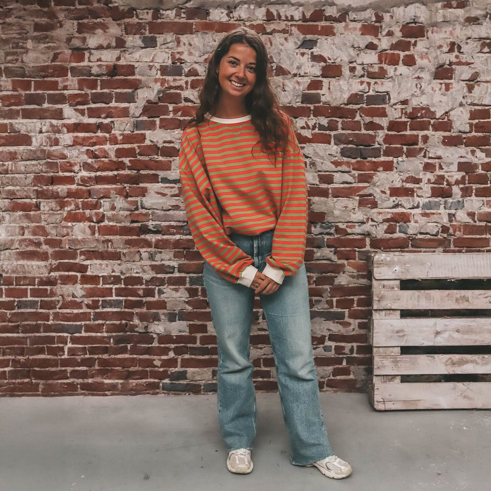 Your Wishes Stripe French Knit Sweater Mom Mosstone Mamatrui 2