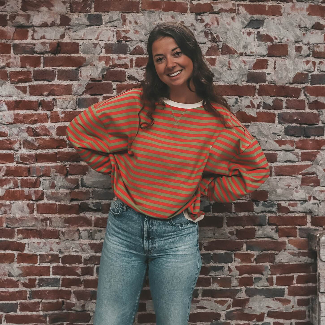 Your Wishes Stripe French Knit Sweater Mom Mosstone Mamatrui 3