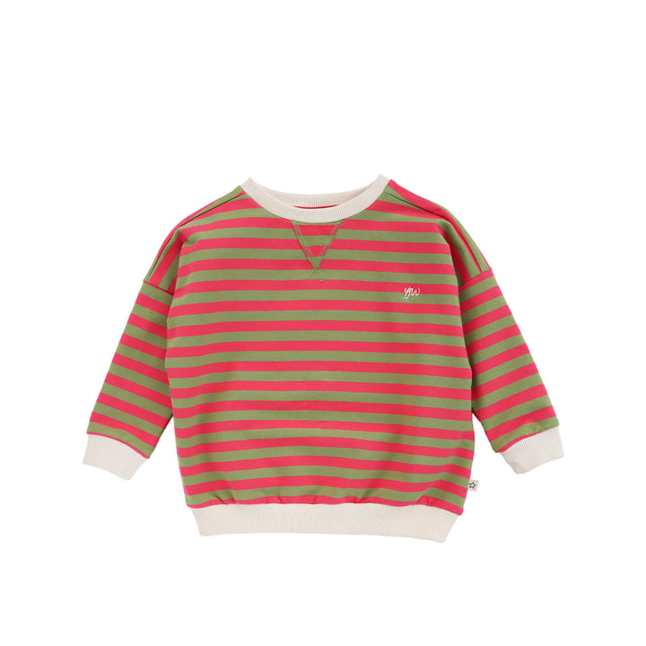 Your Wishes Stripe French Knit Sweater Mosstone - Kindertrui 1