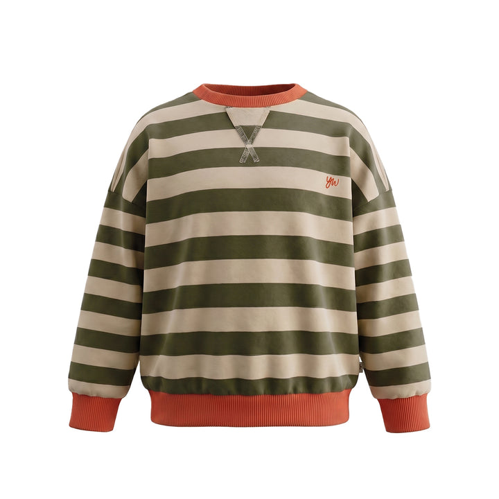 Your Wishes Stripe French Knit Sweater Olivine - Jongenstrui 1