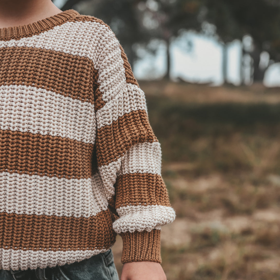 Your Wishes Stripe Knit Chunky Sweater Smoke Grey Kindertrui 3