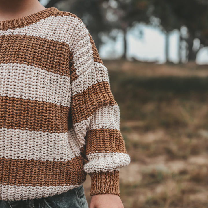 Your Wishes Stripe Knit Chunky Sweater Smoke Grey Kindertrui 3