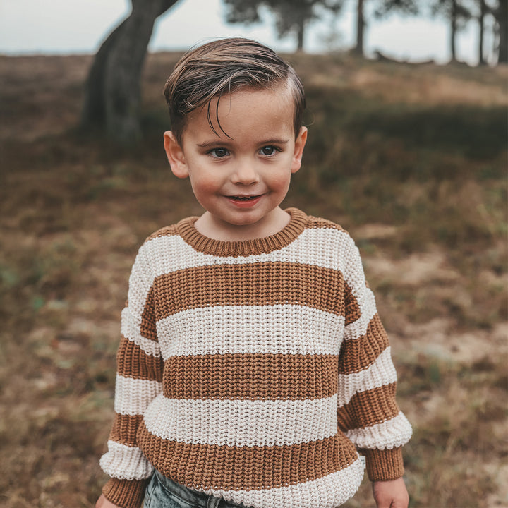 Your Wishes Stripe Knit Chunky Sweater Smoke Grey Kindertrui 5