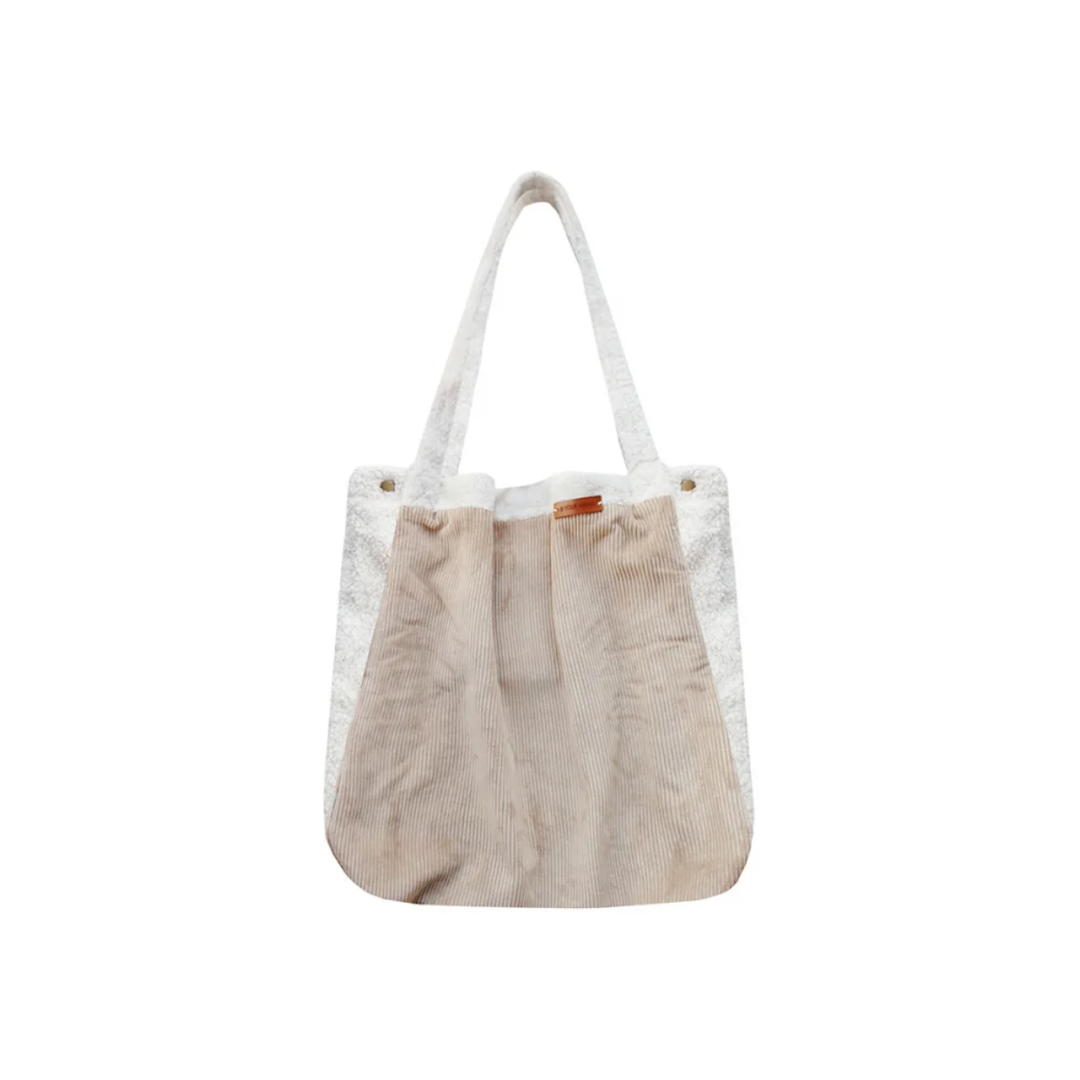 Your Wishes Teddy Cord Mommy Tote Bag - Mama Tas - Taupe1