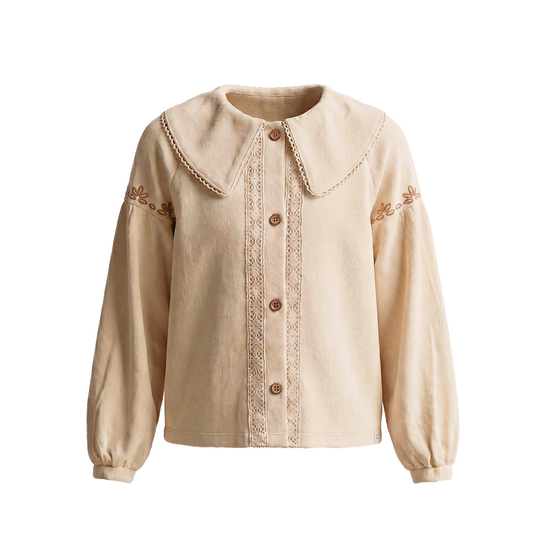Your Wishes Twill Woven Collar Blouse - Meisjes Shirt - Ecru 1