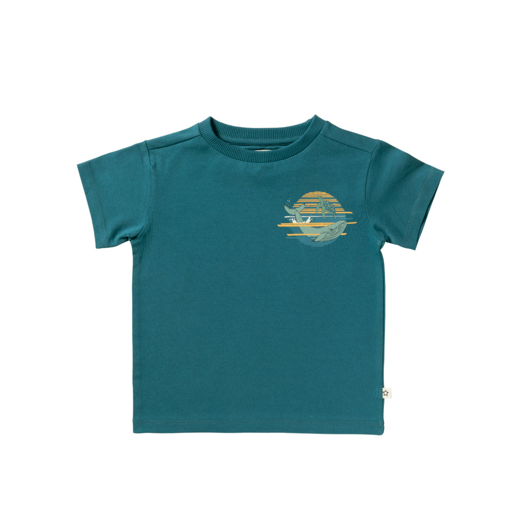 Your Wishes Whale Relaxed Tee - Jongens Shirt - Petrol 1