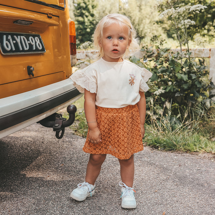 Your Wishes Broderie Wide Shirt - Meisjes Top - Ecru 2