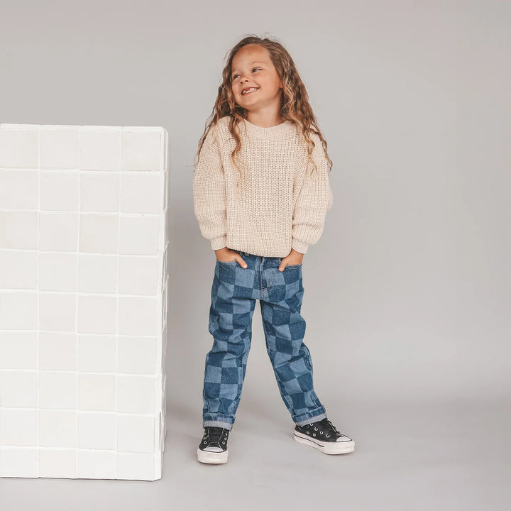 Your Wishes Denim Straight Leg Jeans Check Denim - Broek 3